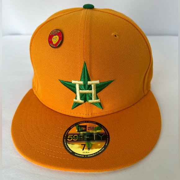 Houston Astros New Era X Premium Silver Anniv. Mango MLB Fitted Hat Size:7 1/8 - Picture 5 of 8